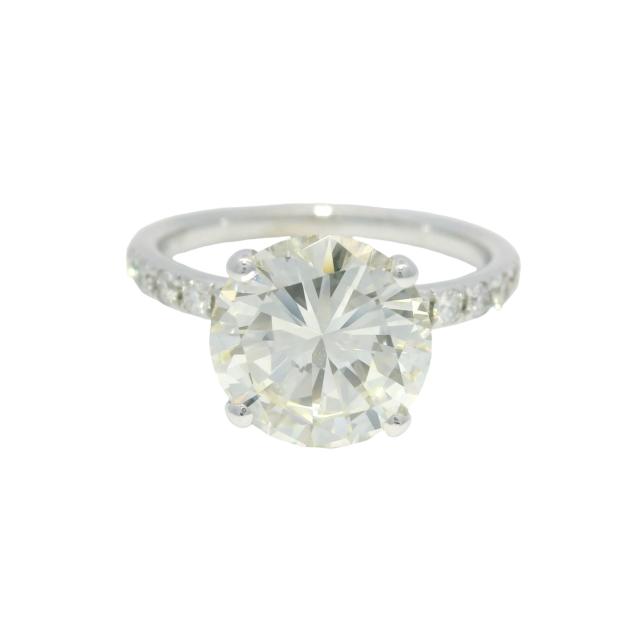GIA 18k White Gold Natural 3.06 Carat Round Brilliant Diamond Engagement Ring