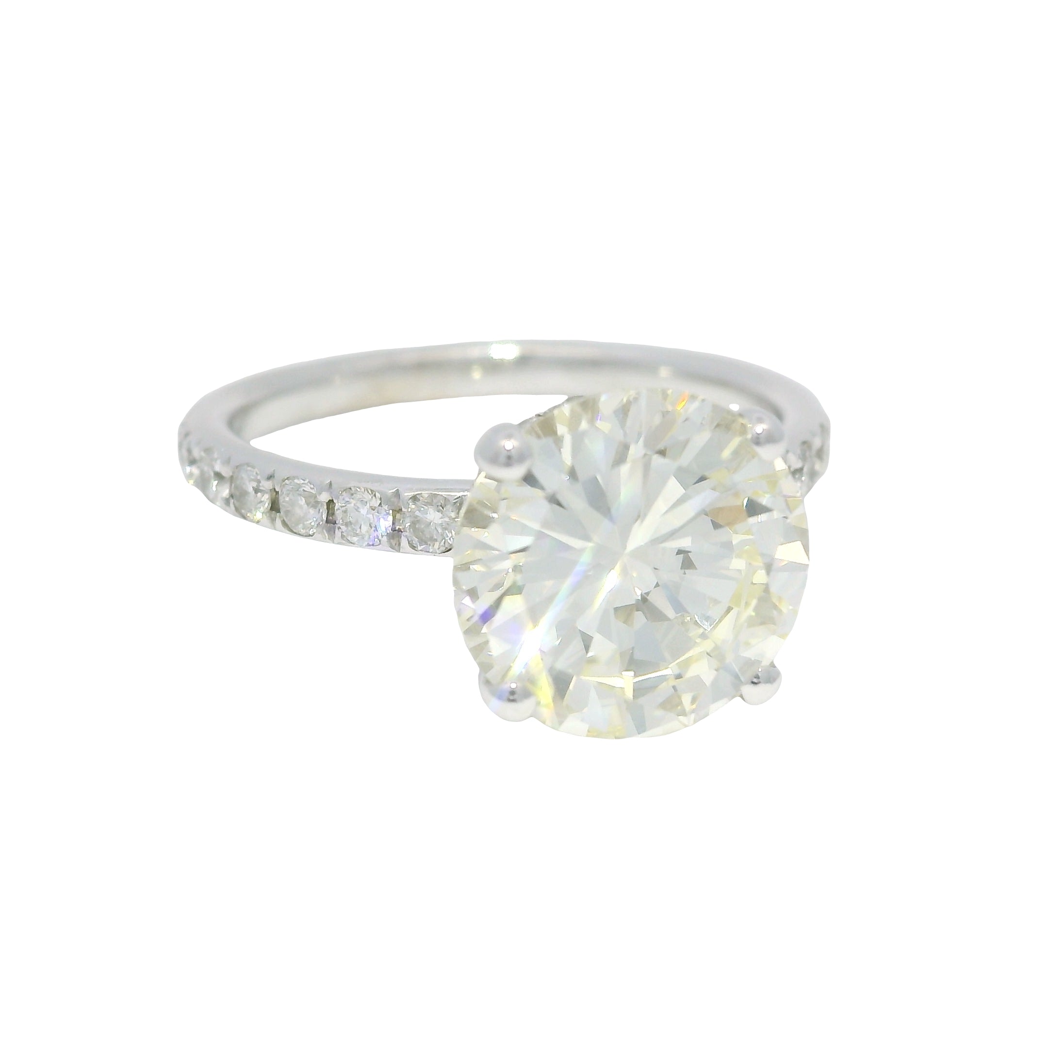 GIA 18k White Gold Natural 3.06 Carat Round Brilliant Diamond Engagement Ring