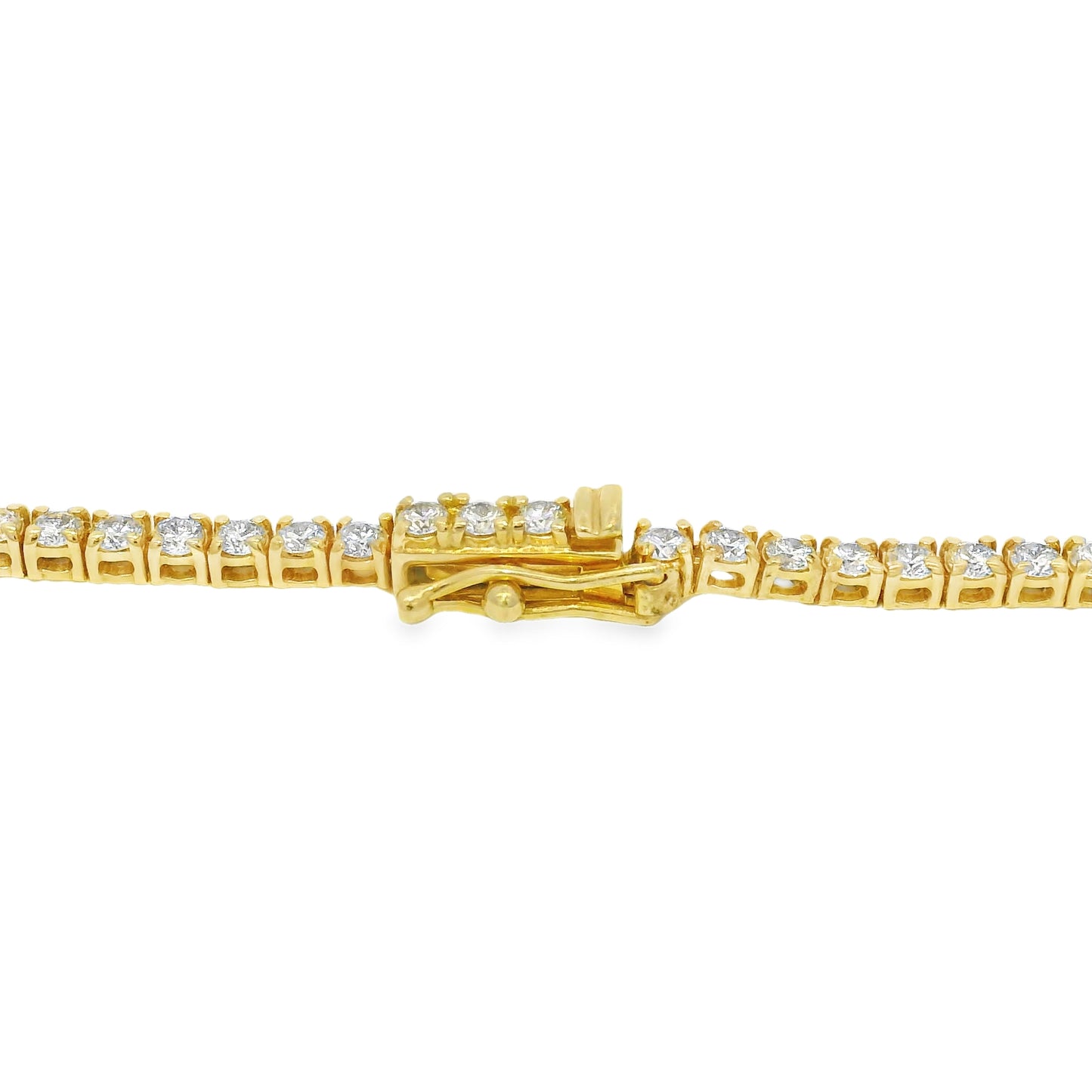 14k Yellow Gold Natural 6.5 Carat Diamond 4-Prong Tennis Necklace