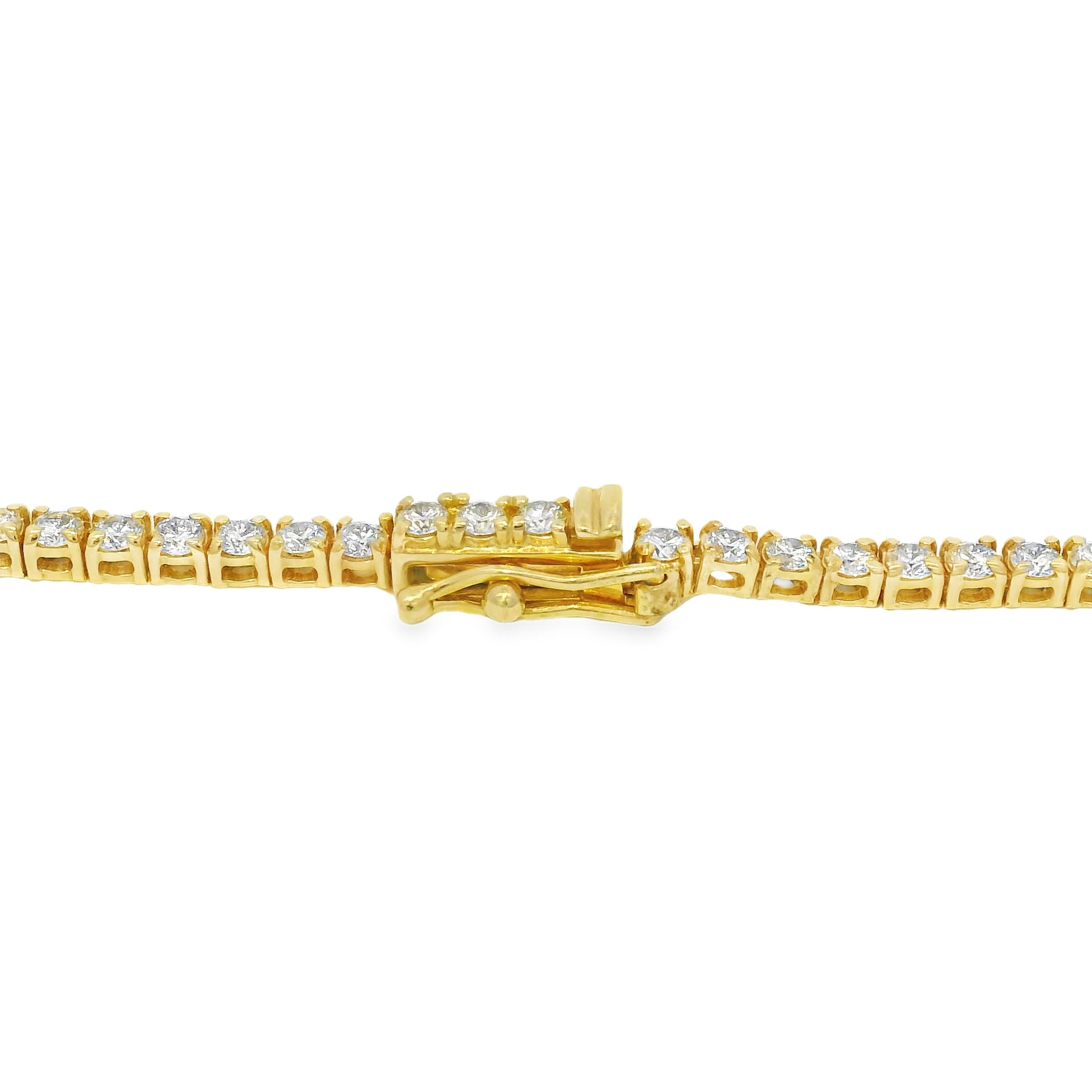 14k Yellow Gold Natural 6.5 Carat Diamond 4-Prong Tennis Necklace