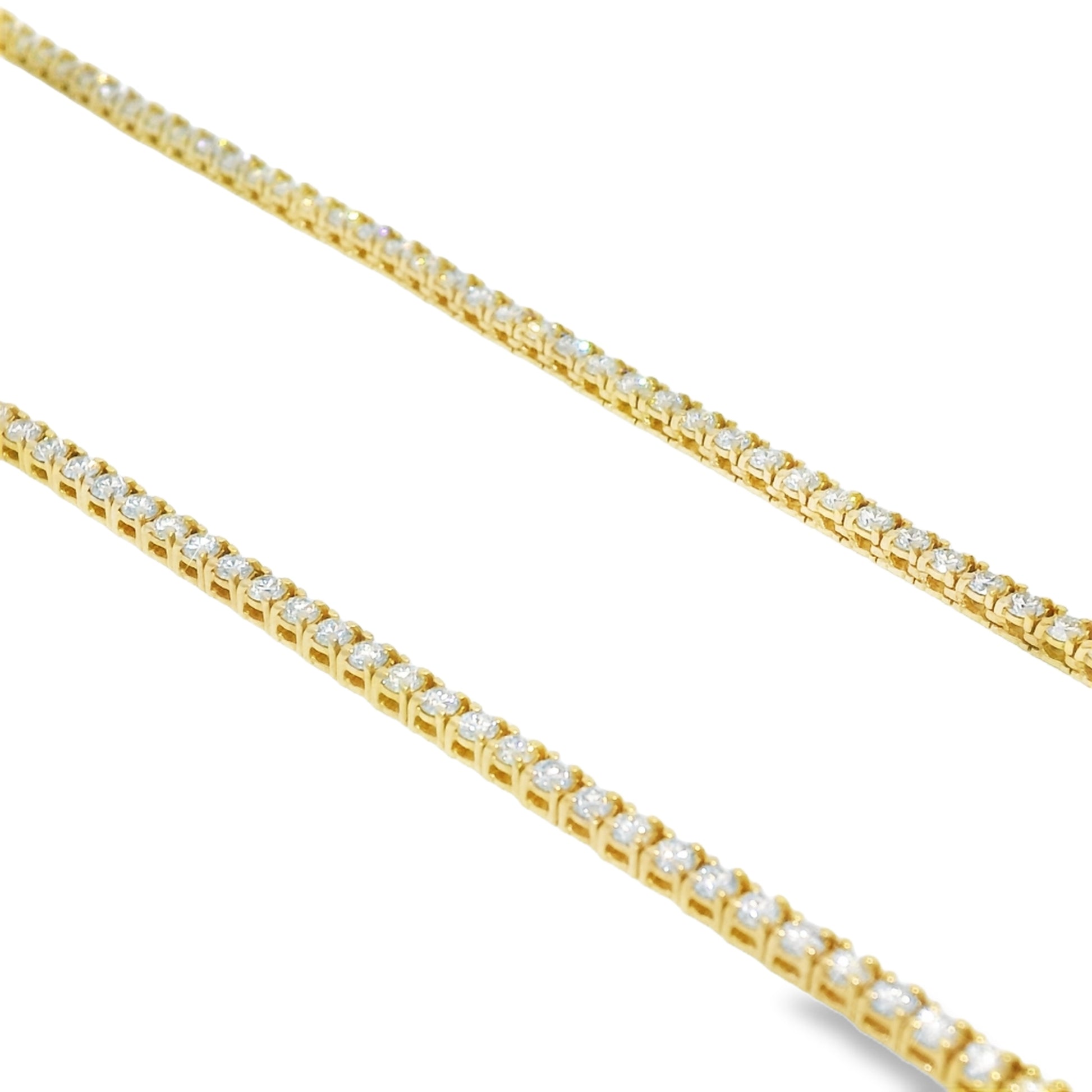 14k Yellow Gold Natural 6.5 Carat Diamond 4-Prong Tennis Necklace