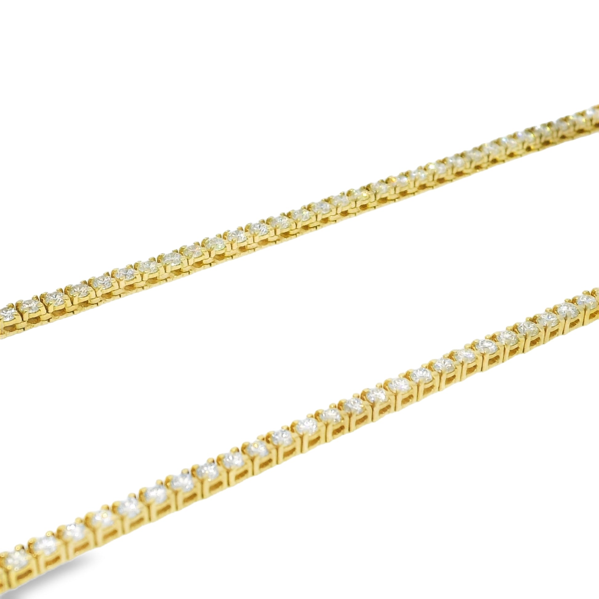 14k Yellow Gold Natural 6.5 Carat Diamond 4-Prong Tennis Necklace