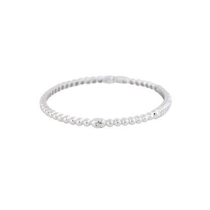 18k White Gold Natural 1.06 Carat Pave Diamond Beaded Bump Bangle