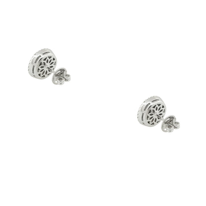 14k White Gold 2.33ctw Round Brilliant Diamond Cluster Stud Earrings