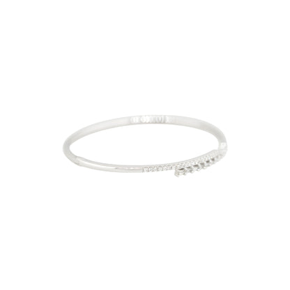 18k White Gold 0.70ctw Round and Baguette Cut Diamond Cuff Bangle