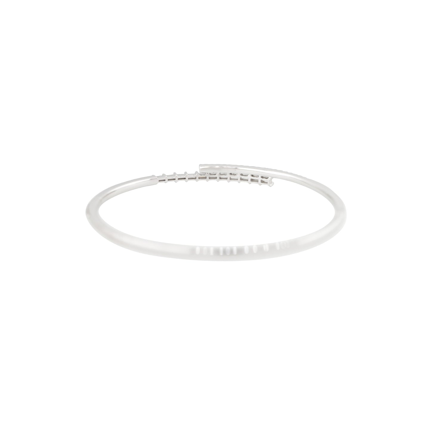 18k White Gold 0.70ctw Round and Baguette Cut Diamond Cuff Bangle