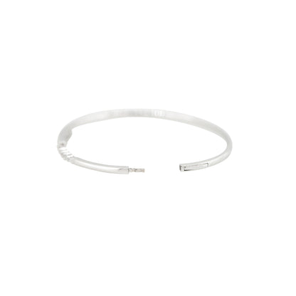 18k White Gold 0.70ctw Round and Baguette Cut Diamond Cuff Bangle