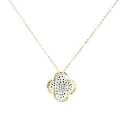 14k Yellow Gold 0.58ctw Pave Diamond Clover Necklace