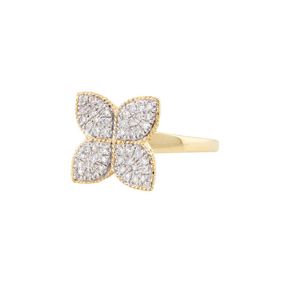 14k Yellow Gold 0.40ctw Pave Diamond Clover Ring