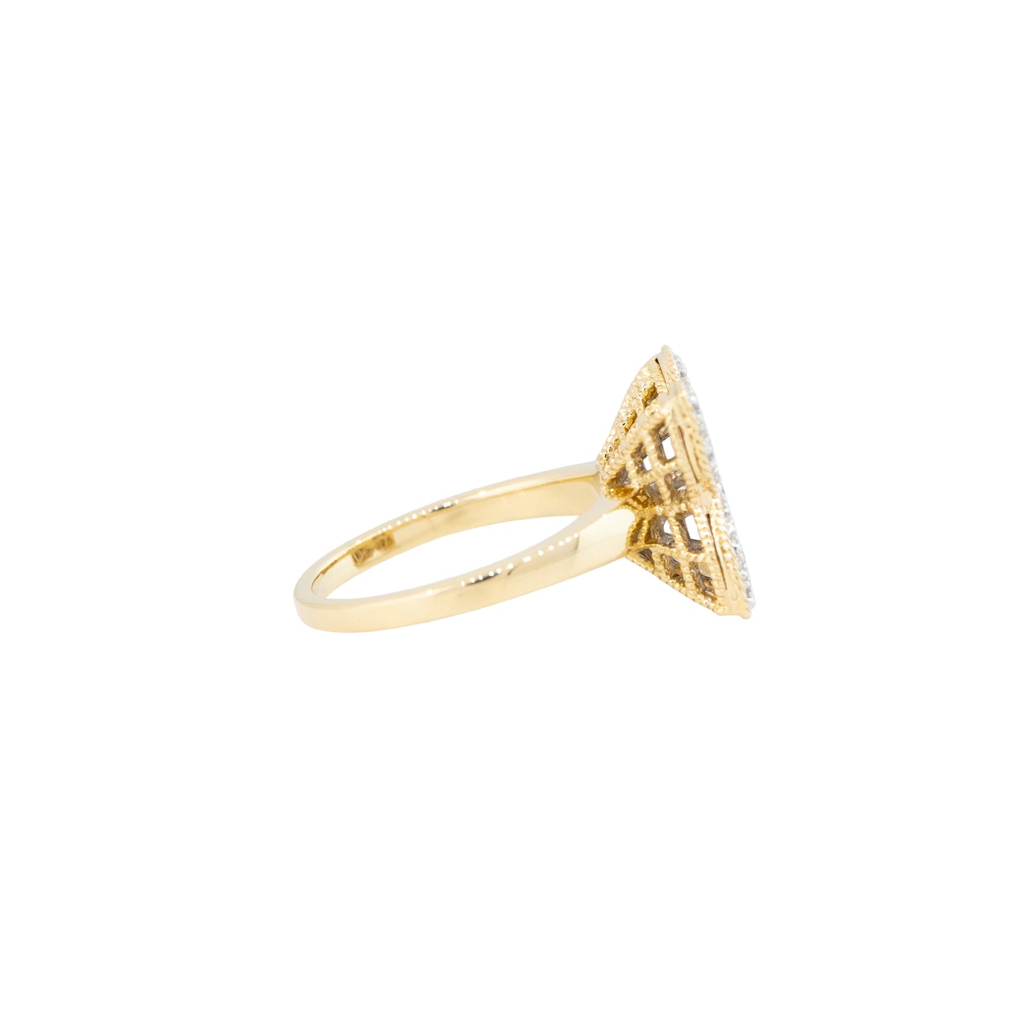 14k Yellow Gold 0.40ctw Pave Diamond Clover Ring