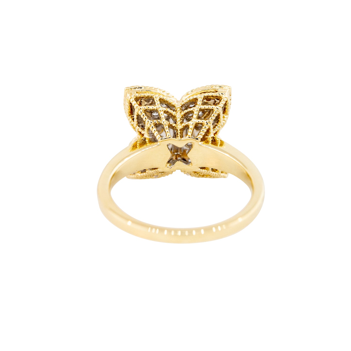 14k Yellow Gold 0.40ctw Pave Diamond Clover Ring