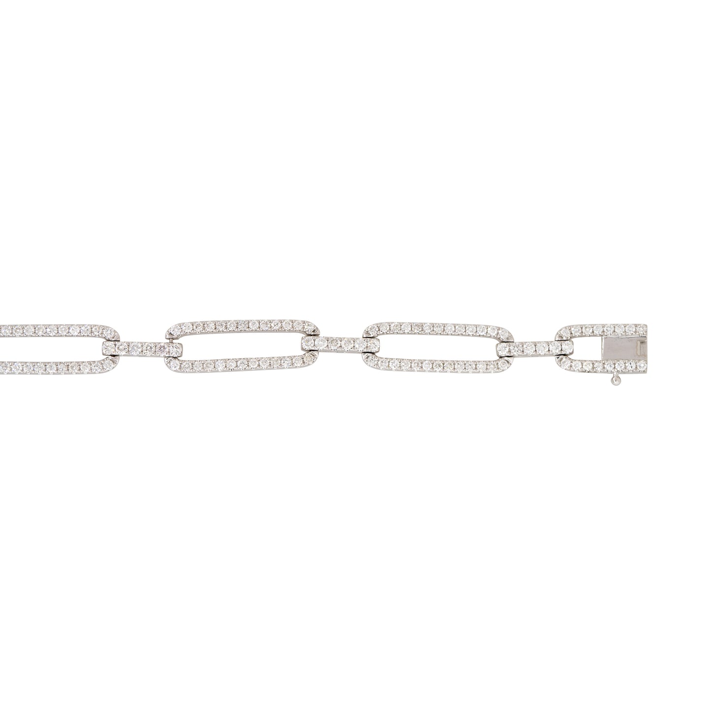 18k White Gold 3.25ctw Pave Diamond Elongated Link Bracelet