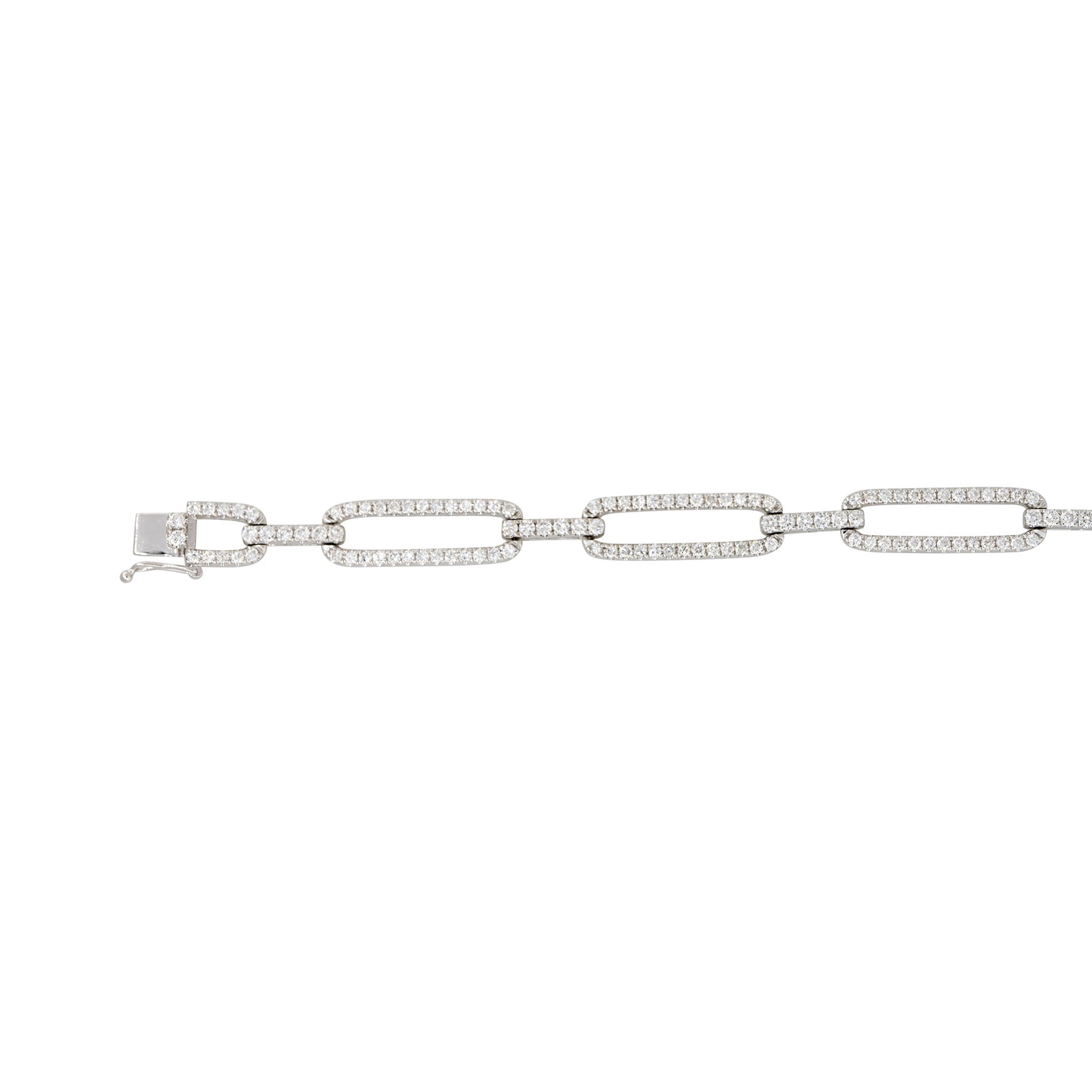 18k White Gold 3.25ctw Pave Diamond Elongated Link Bracelet