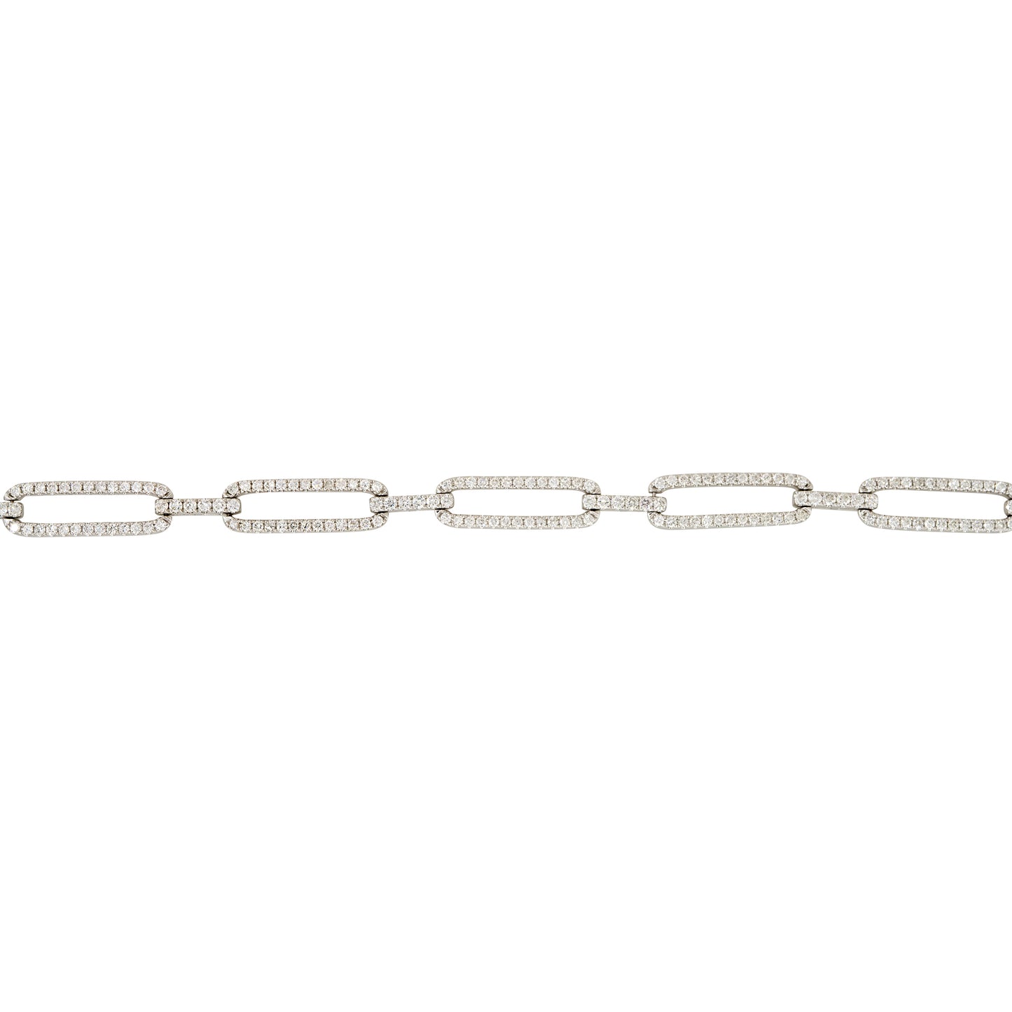 18k White Gold 3.25ctw Pave Diamond Elongated Link Bracelet