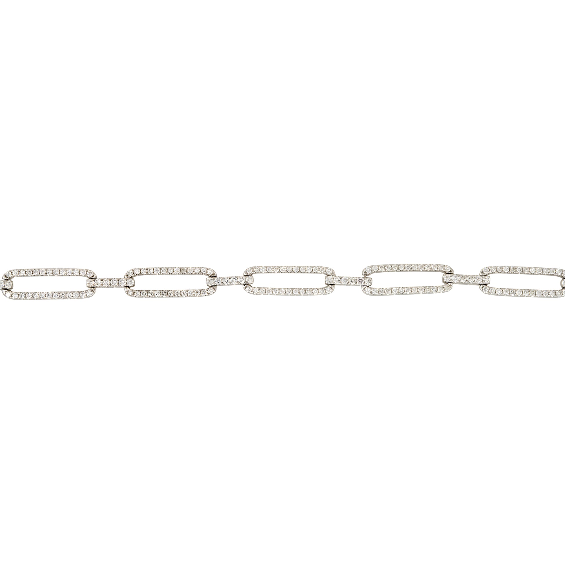 18k White Gold 3.25ctw Pave Diamond Elongated Link Bracelet