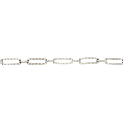 18k White Gold 3.25ctw Pave Diamond Elongated Link Bracelet