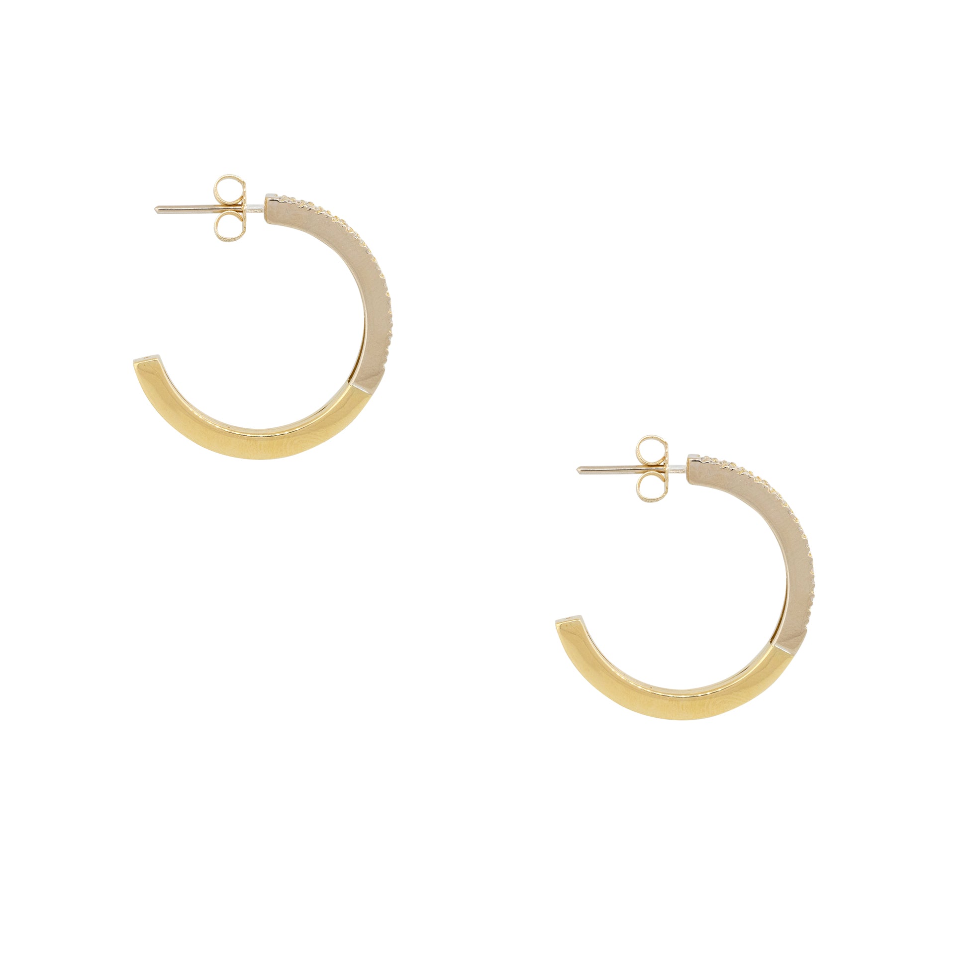 14k Yellow Gold 0.50ctw Round Brilliant Cut Diamond Hoop Earrings