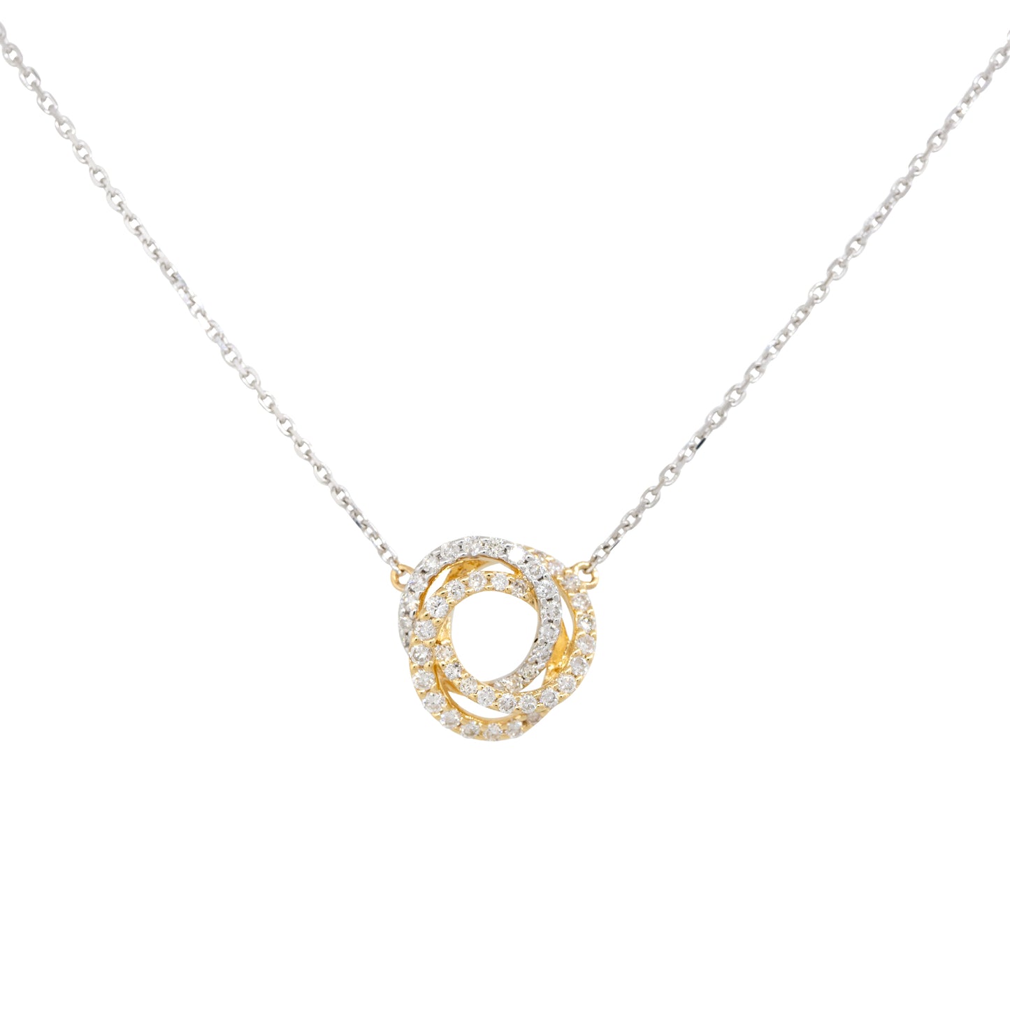 18k Two-Tone Gold 0.50ctw Diamond Swirl Pendant Necklace