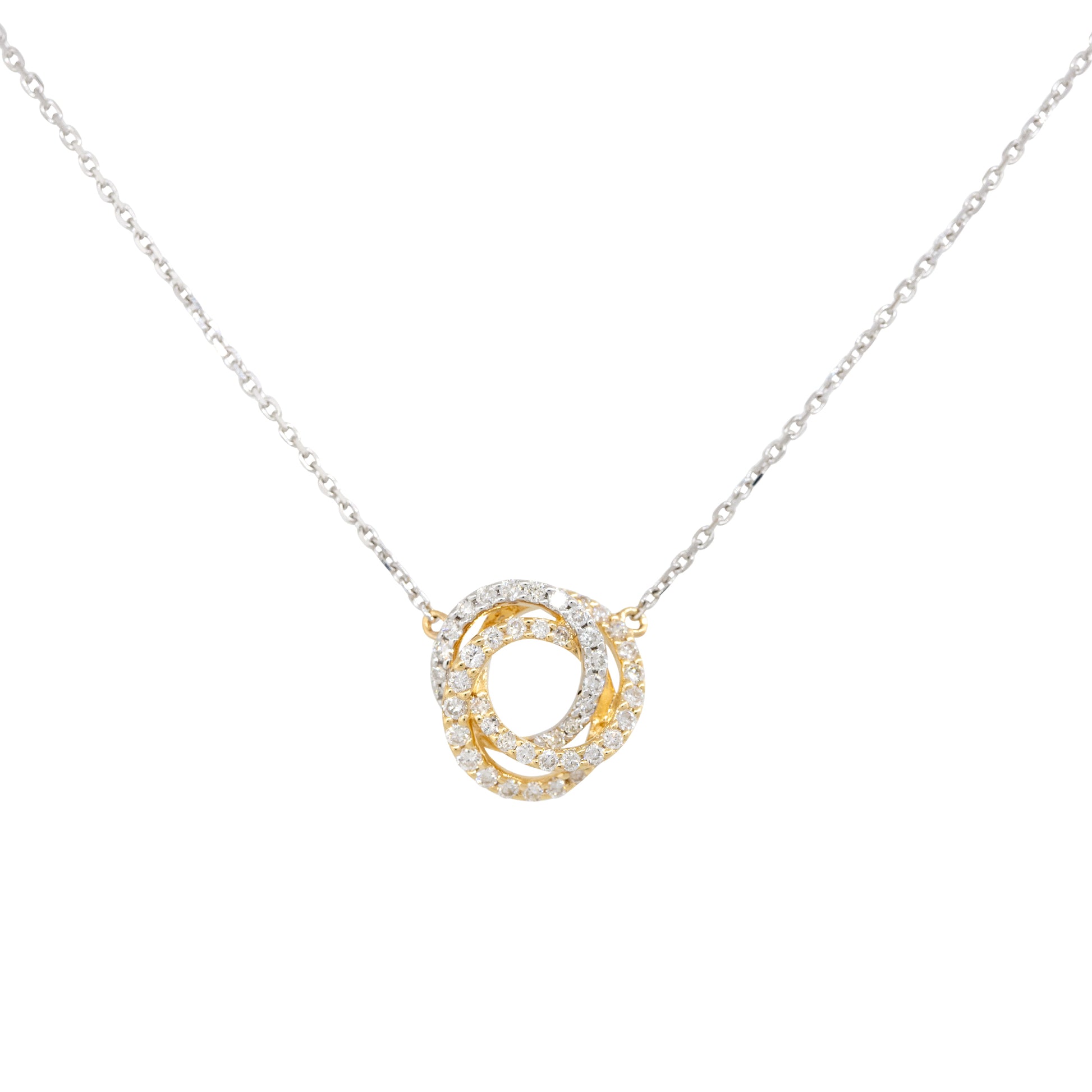 18k Two-Tone Gold 0.50ctw Diamond Swirl Pendant Necklace