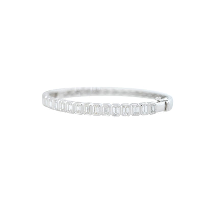 18k White Gold 4.7ctw Emerald Cut Diamond Bangle Bracelet