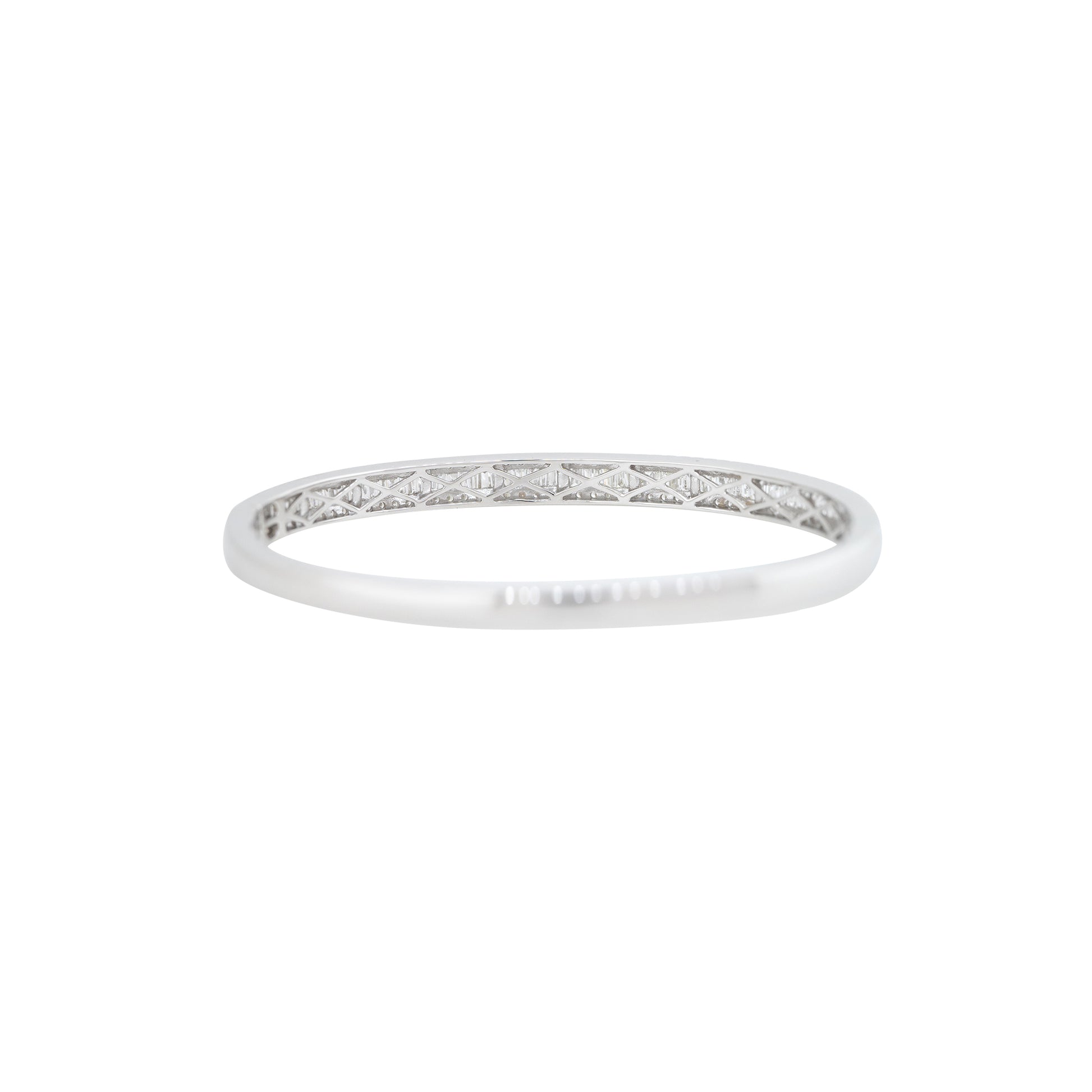 18k White Gold 2.42ctw Round Brilliant & Baguette Cut Diamond Bangle Bracelet