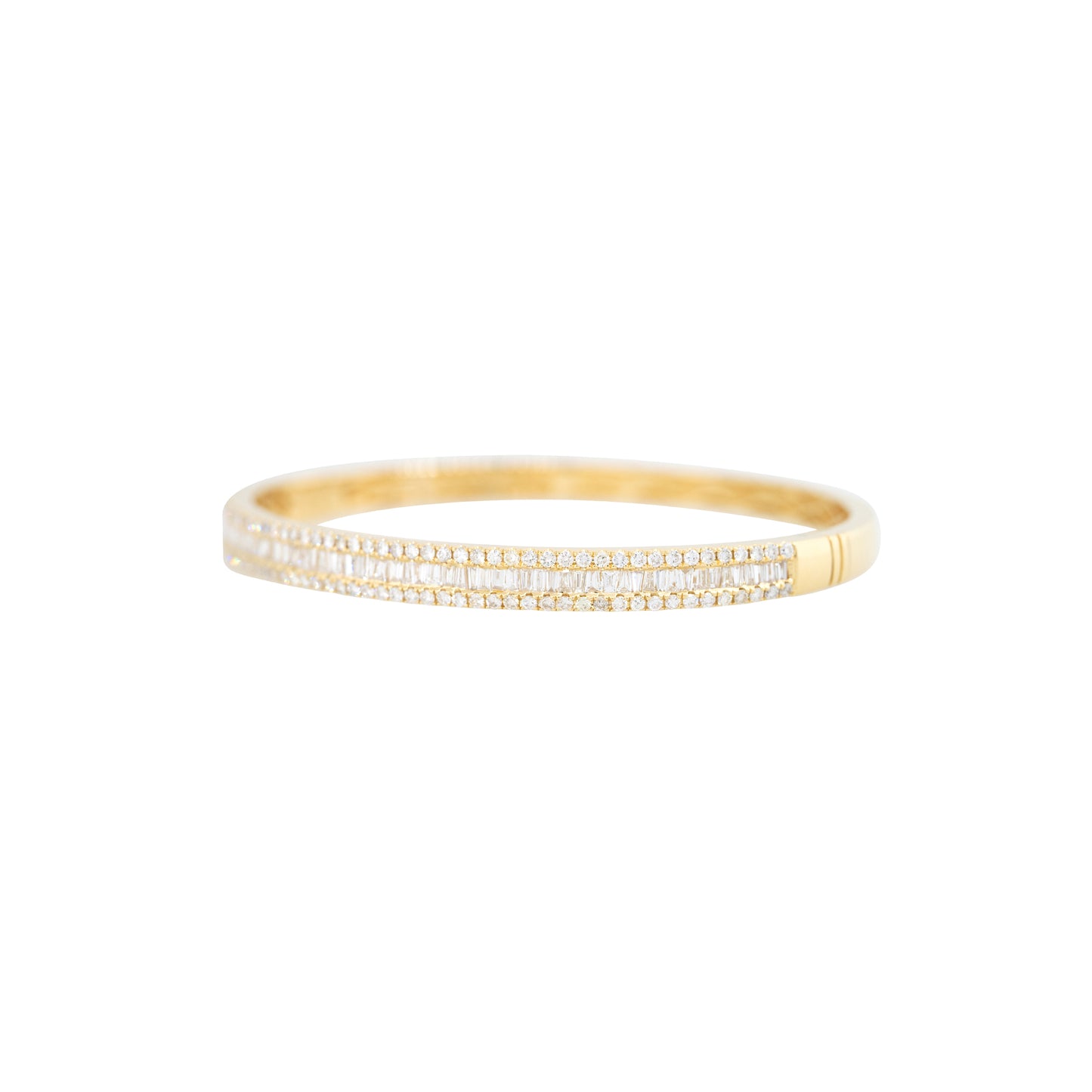 18k Yellow Gold 2.42ctw Round Brilliant & Baguette Cut Diamond Bangle Bracelet