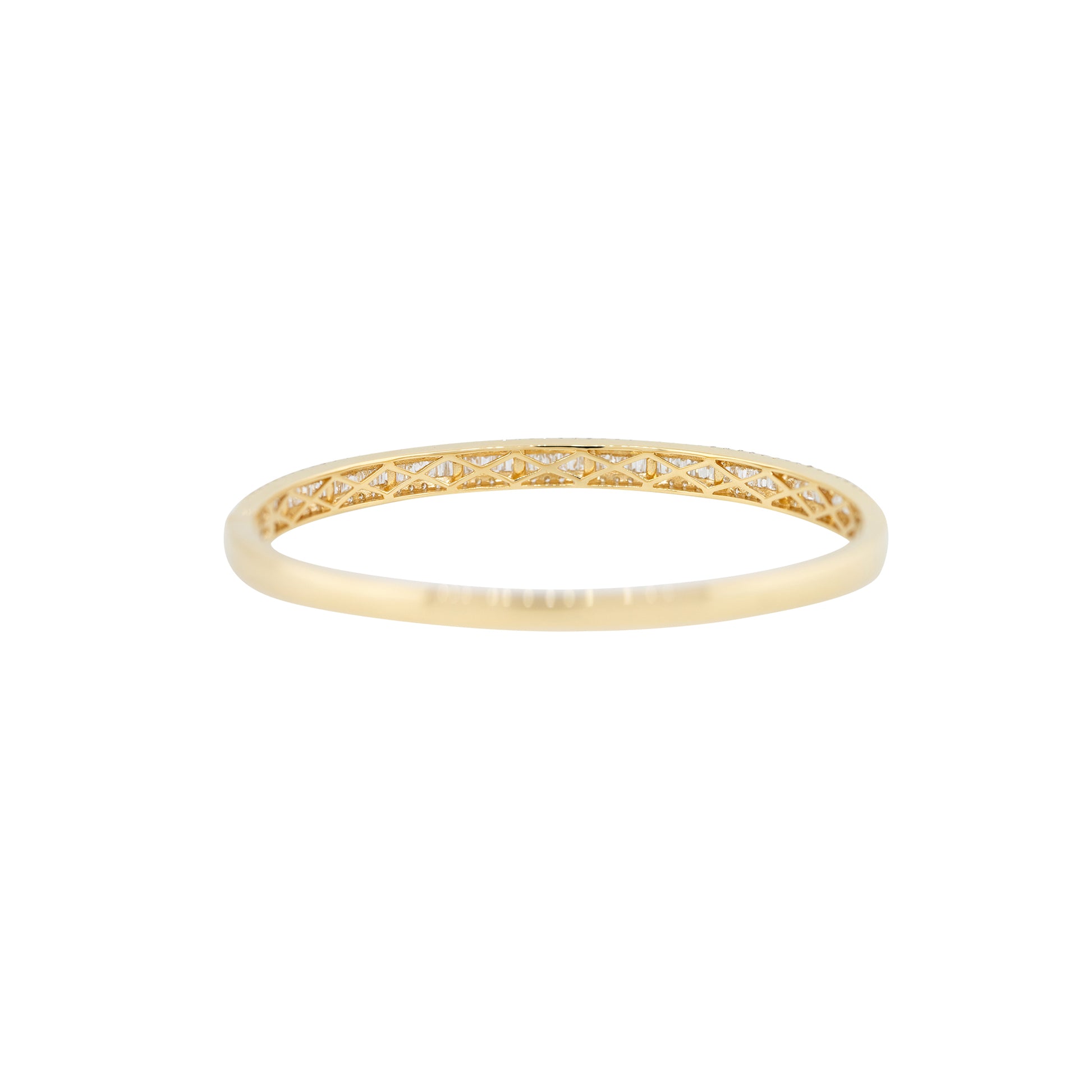 18k Yellow Gold 2.42ctw Round Brilliant & Baguette Cut Diamond Bangle Bracelet