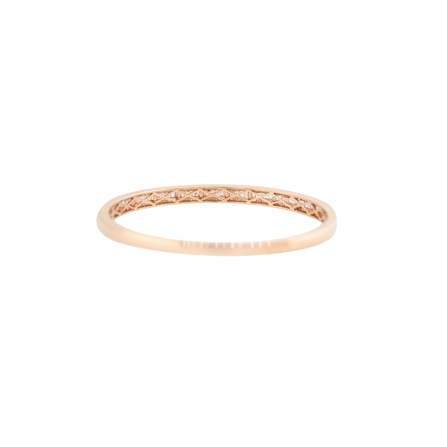 18k Rose Gold 2.42ctw Round Brilliant & Baguette Cut Diamond Bangle Bracelet