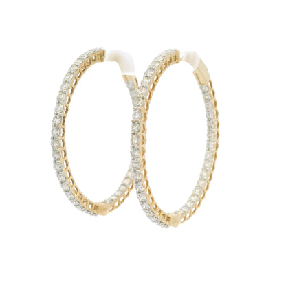 14k Yellow Gold Natural 2.35 Carat Diamond Inside-Out Hoop Earrings