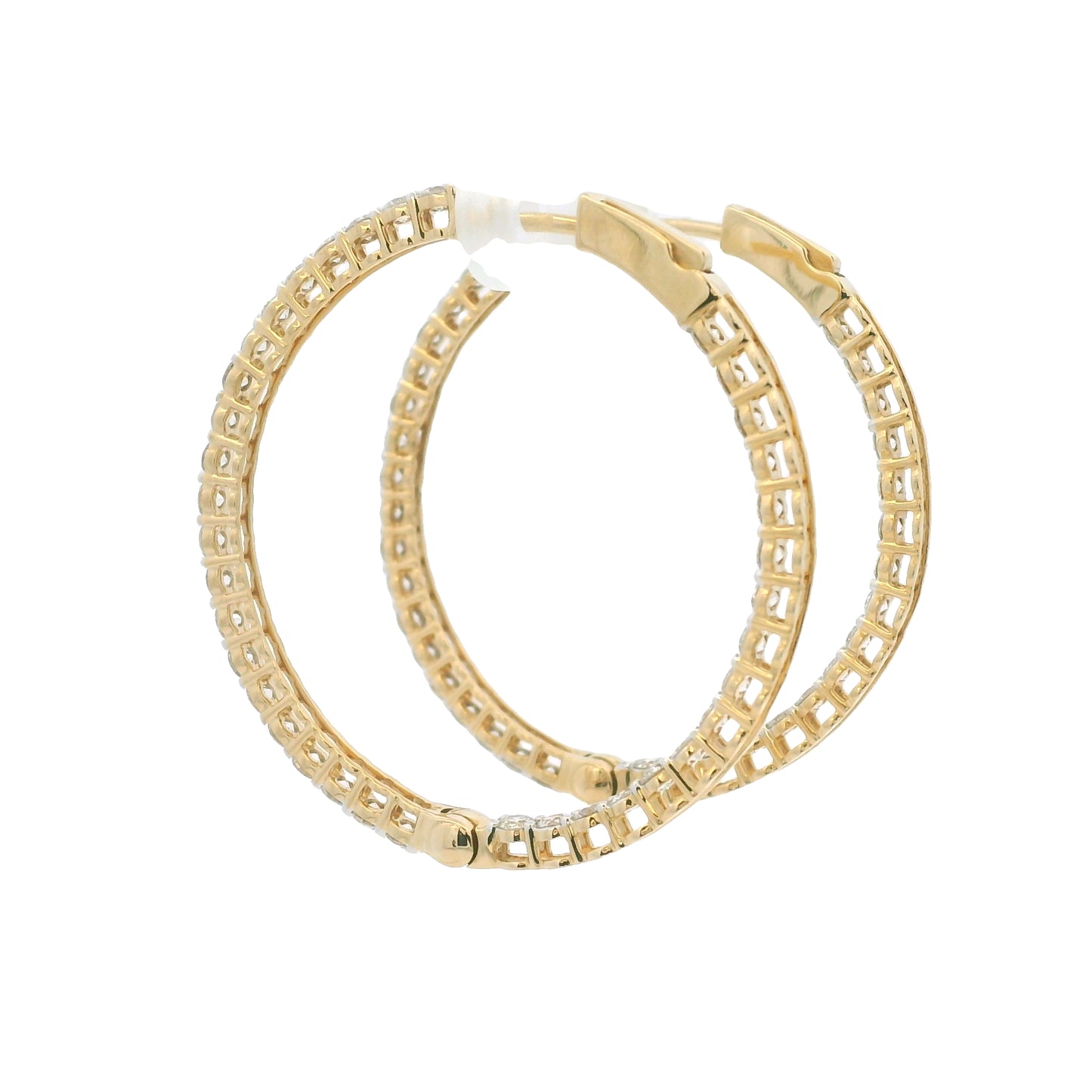 14k Yellow Gold Natural 2.35 Carat Diamond Inside-Out Hoop Earrings