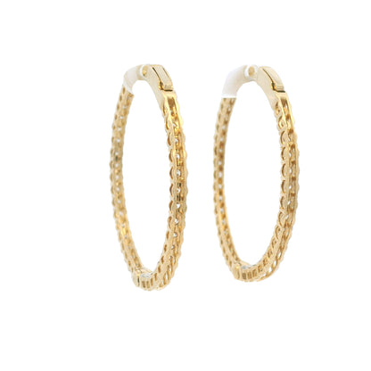 14k Yellow Gold Natural 2.35 Carat Diamond Inside-Out Hoop Earrings