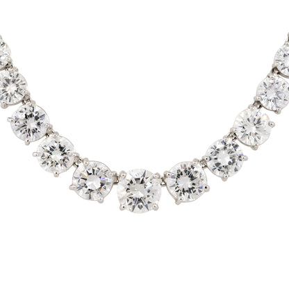 Platinum Natural 28.71 Carat Round Brilliant Cut Graduated Diamond Tennis Necklace