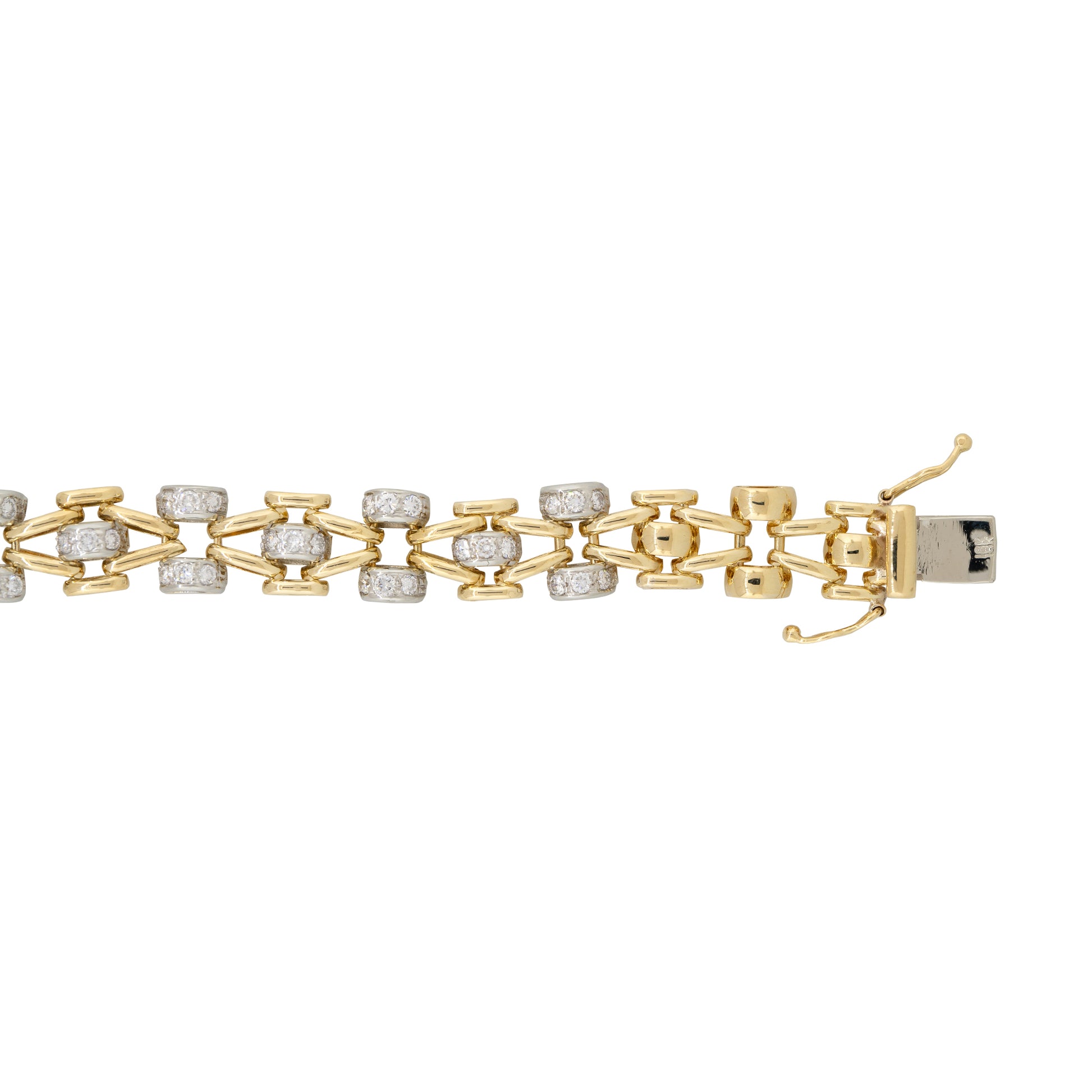 18k Two-Tone Gold 1.17ct Diamond Set Open Link Bracelet