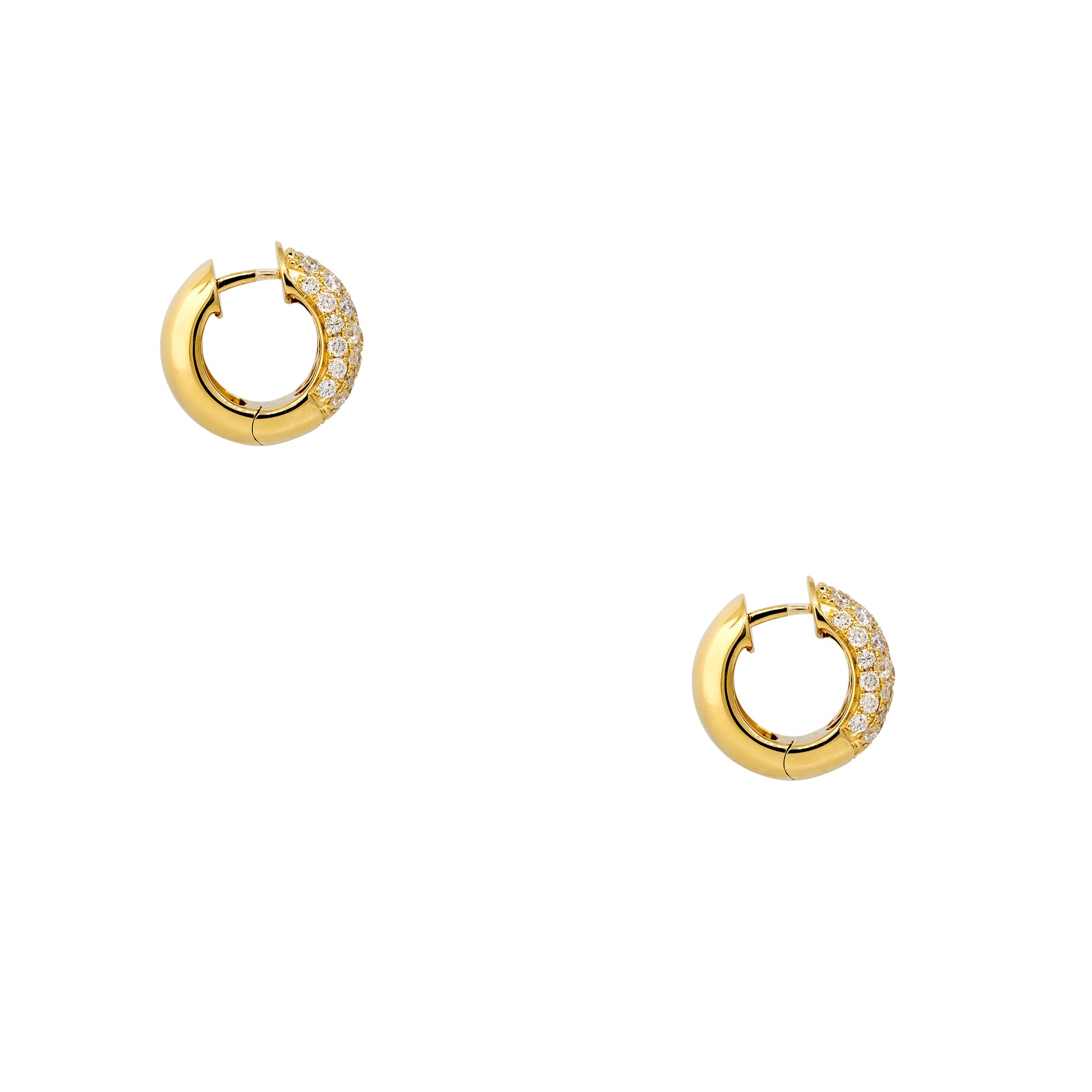18k Yellow Gold 2ctw Pave Diamond Mini Huggie Hoop Earrings