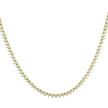 14k Yellow Gold Natural 4.79 Carat Diamond 3-Prong Tennis Necklace