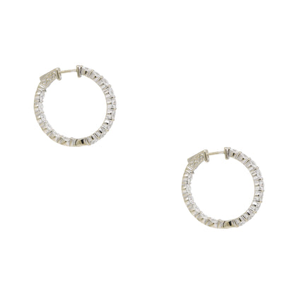18k White Gold Natural 7.50 Carat Diamond Inside-Out Hoop Earrings