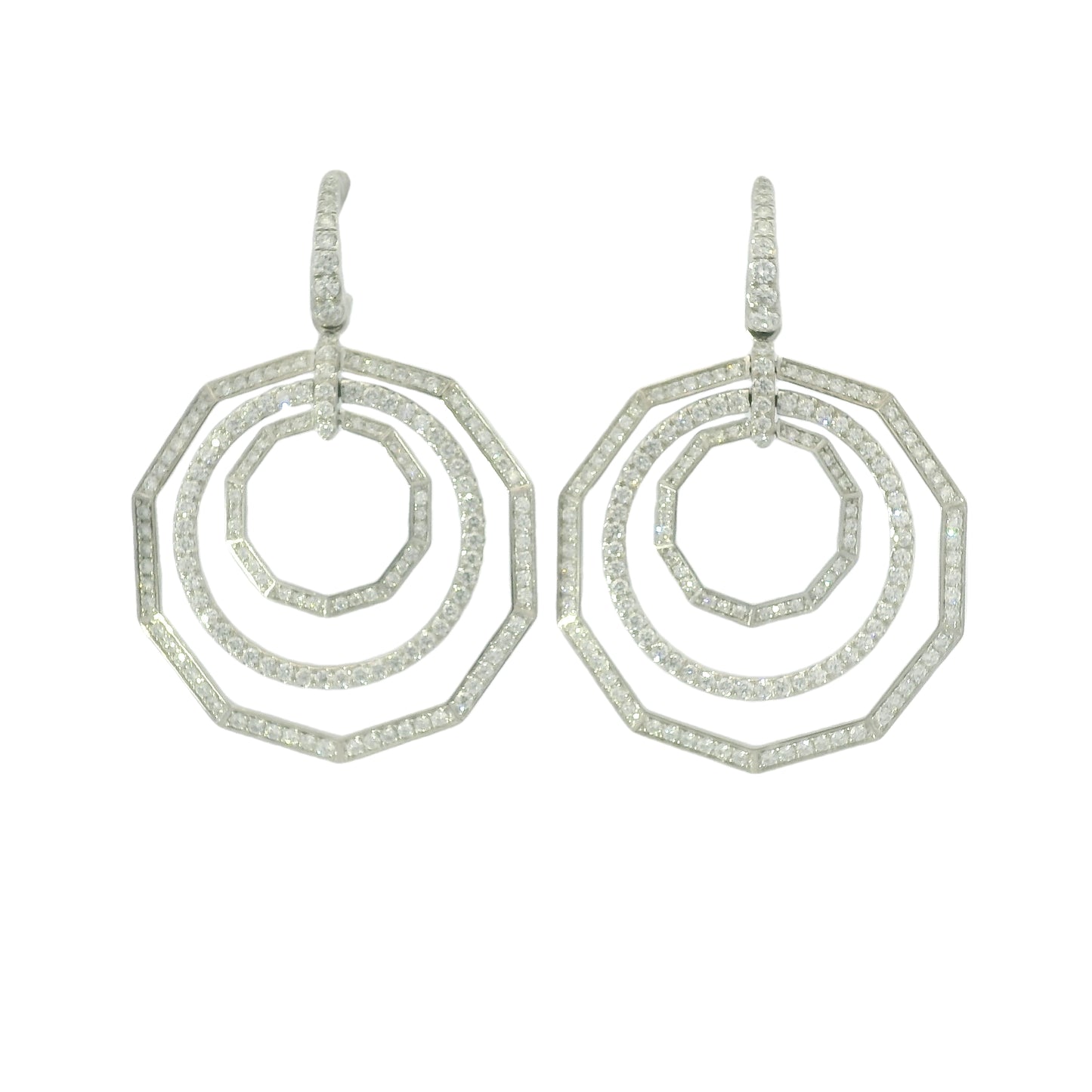 David Yurman 18k White Gold Natural 2.89 Carat Diamond Stax Multi-Hoop Earrings