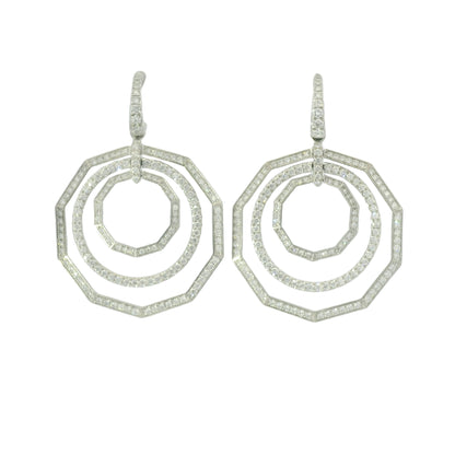 David Yurman 18k White Gold Natural 2.89 Carat Diamond Stax Multi-Hoop Earrings