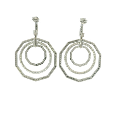 David Yurman 18k White Gold Natural 2.89 Carat Diamond Stax Multi-Hoop Earrings