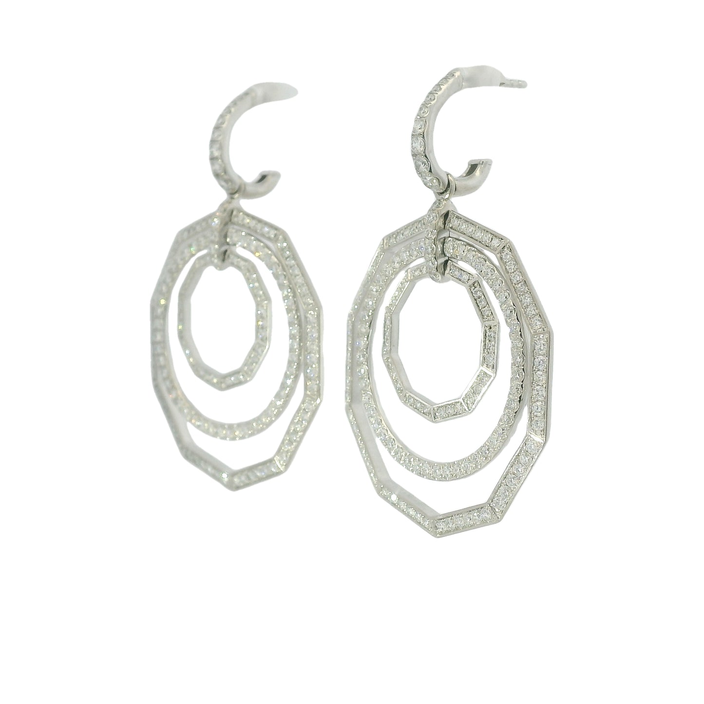 David Yurman 18k White Gold Natural 2.89 Carat Diamond Stax Multi-Hoop Earrings