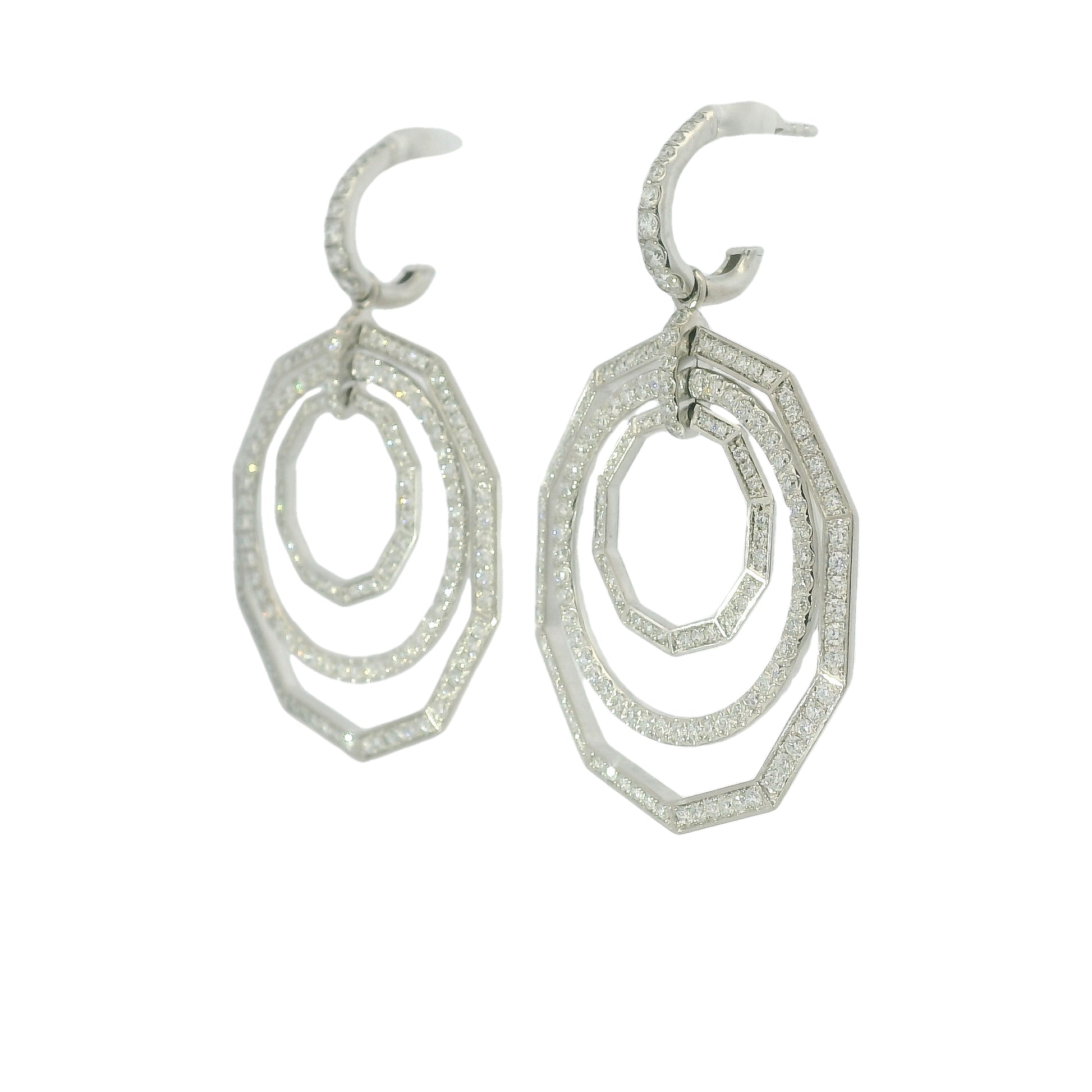 David Yurman 18k White Gold Natural 2.89 Carat Diamond Stax Multi-Hoop Earrings