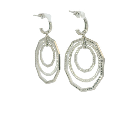 David Yurman 18k White Gold Natural 2.89 Carat Diamond Stax Multi-Hoop Earrings