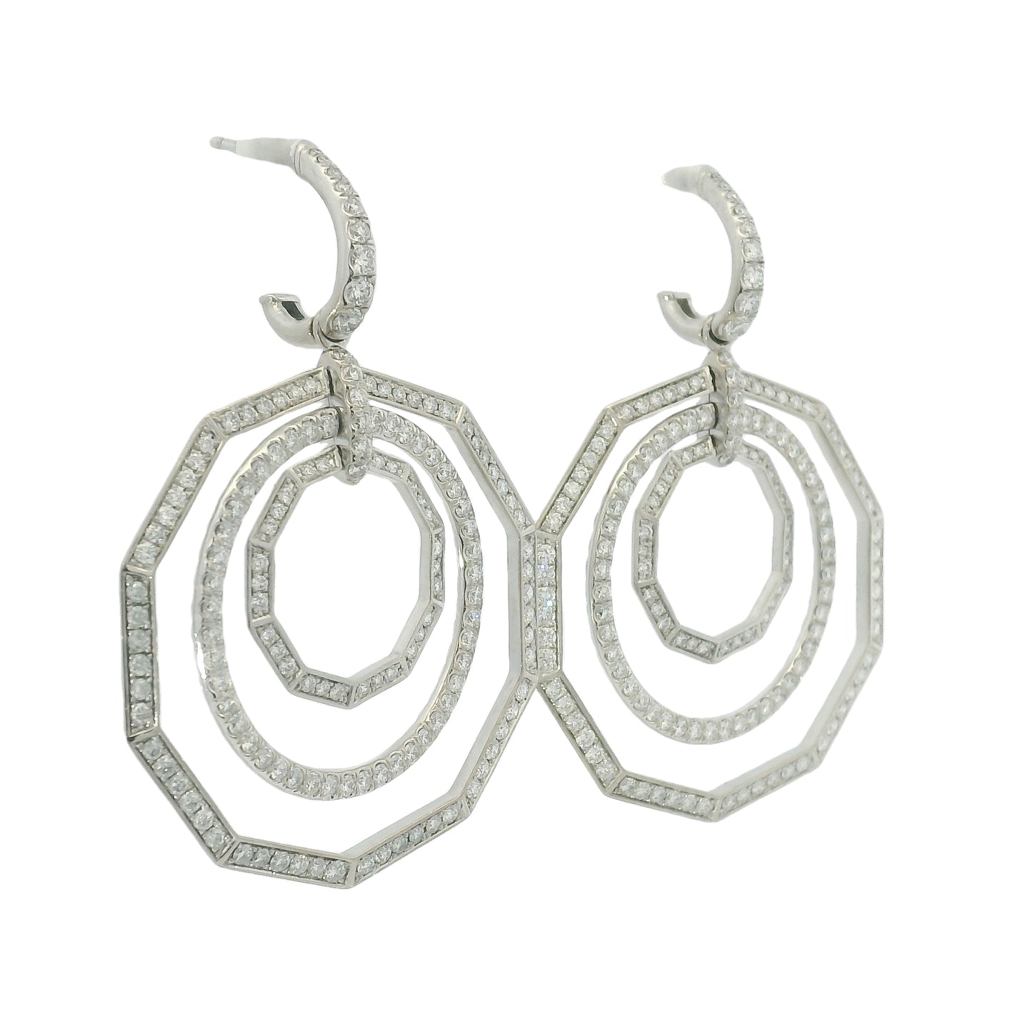 David Yurman 18k White Gold Natural 2.89 Carat Diamond Stax Multi-Hoop Earrings