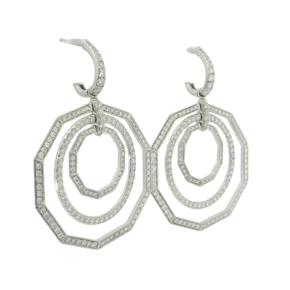 David Yurman 18k White Gold Natural 2.89 Carat Diamond Stax Multi-Hoop Earrings