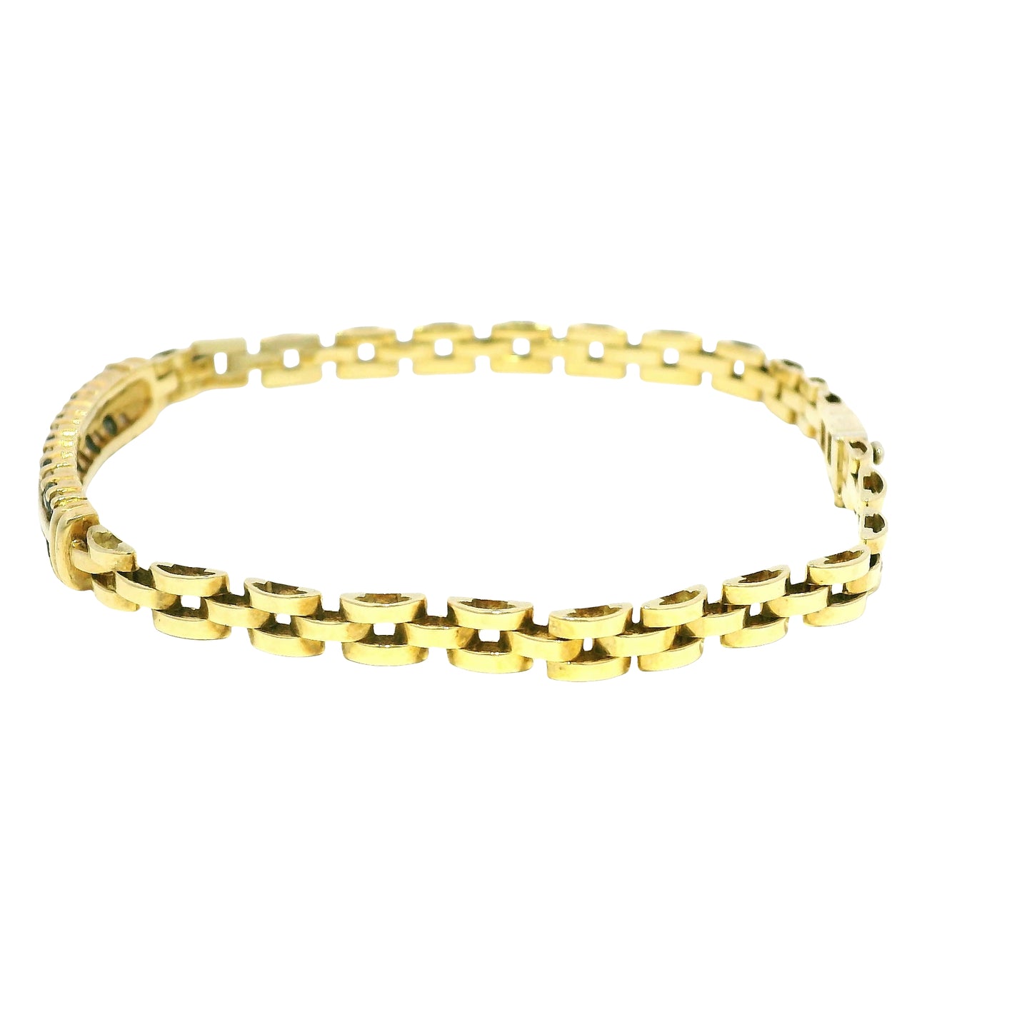 18k Yellow Gold Sapphire & Diamond Cuban Link Style Bracelet