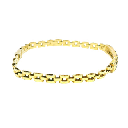 18k Yellow Gold Sapphire & Diamond Cuban Link Style Bracelet