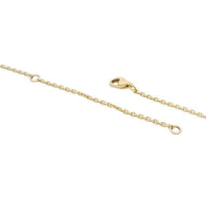 18k Yellow Gold Oval Shape Diamond Pave Clover Pendant Necklace