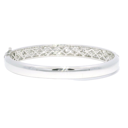 18k White Gold Natural 3.31 Carat Bezel Set Diamond Pave Bangle