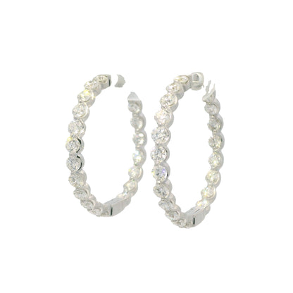 18k White Gold Natural 3.5 Carat Diamond Inside-Out Hoop Earrings