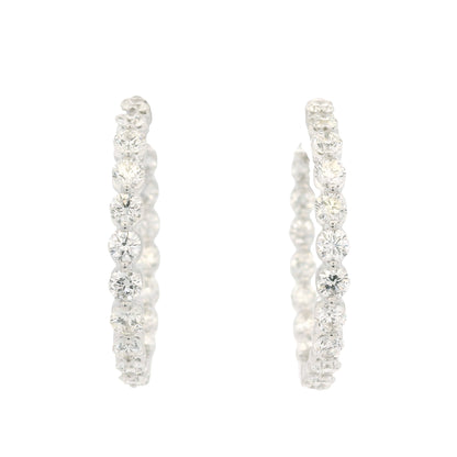 18k White Gold Natural 3.5 Carat Diamond Inside-Out Hoop Earrings